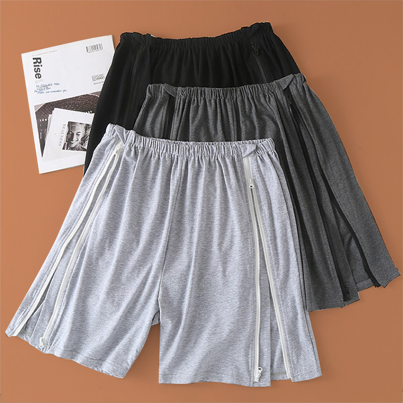 卧床瘫痪纯棉短裤全开式易穿脱睡裤男女住院骨折术后老人男女夏季