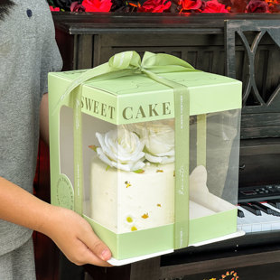 免折盖子新款蛋糕盒子包装盒透明生日蛋糕盒68六八十双层加高定制