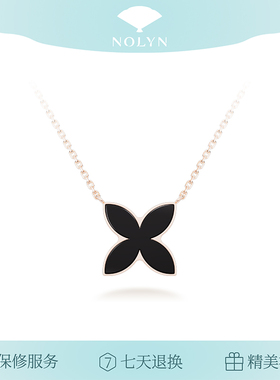 诺麟NOLYN德寿宫联名窗花项链双面佩戴黑玛瑙轻奢百搭四叶草设计