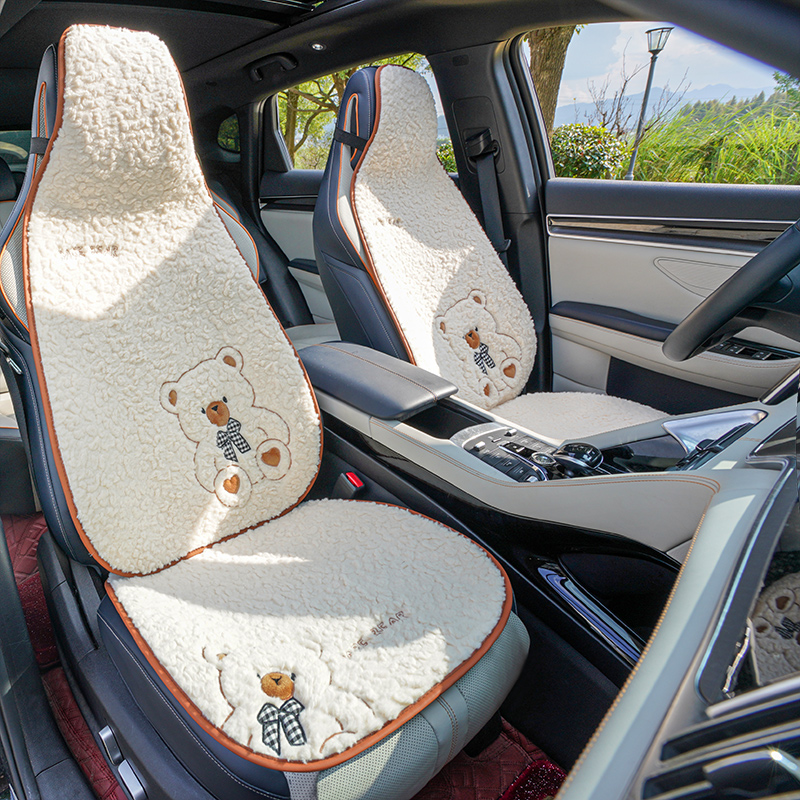 卡通羊羔绒一体式连体座椅汽车坐垫冬季短毛绒加厚冬天保暖座椅套