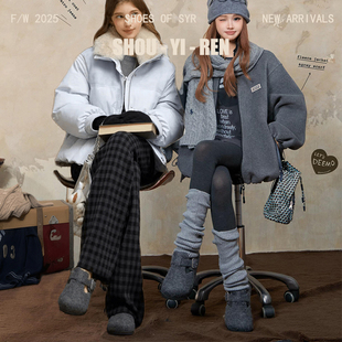 雪地增高毛绒百搭单鞋 厚底秋冬棉鞋 女圆头真皮2025新款 毛呢勃肯鞋