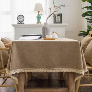 桌布布艺简约纯色长方形现桌餐桌布棉麻亚麻正方形茶几布代课台布