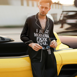 薄丝绸长袖 睡衣春夏2025新款 长裤 短裤 冰丝大码 家居服两件套装 男士