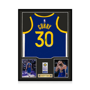库里 亲笔签名 金州勇士队球衣 USASM Beckett双认证 精装裱