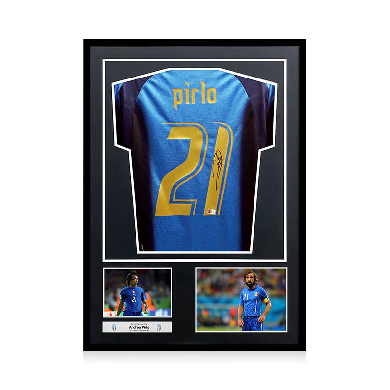皮尔洛 亲笔签名 意大利国家队主场球衣 Beckett权威认证 精装裱