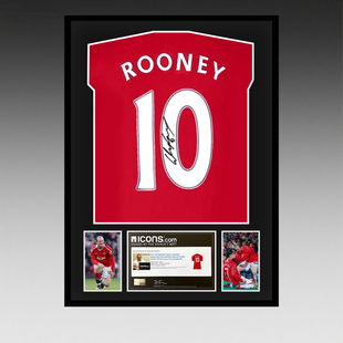 鲁尼 亲笔签名 2022-23赛季曼联队球衣 icons证书 精装裱