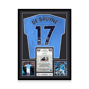 德布劳内 亲笔签名 24-25赛季曼城队球衣 ALLSTAR证书 精装裱收藏