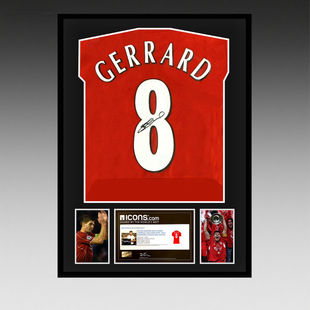 杰拉德 亲笔签名 利物浦05年欧冠球衣 icons证书 精装裱