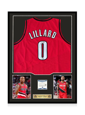 利拉德 亲笔签名波特兰开拓者队红色职业风格球衣Beckett权威认证
