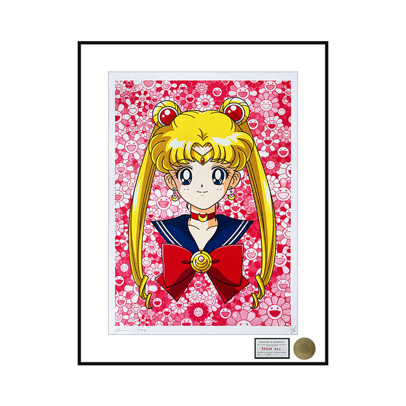 原版deathnyc亲签限量版画美少女战士水兵月太阳花粉色系装饰挂画
