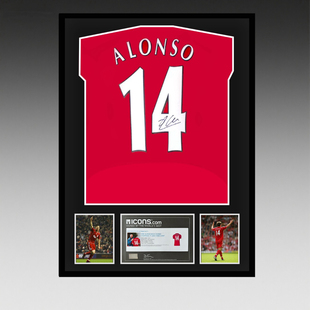 阿隆索 亲笔签名 2005赛季利物浦队球衣 icons证书 精装裱