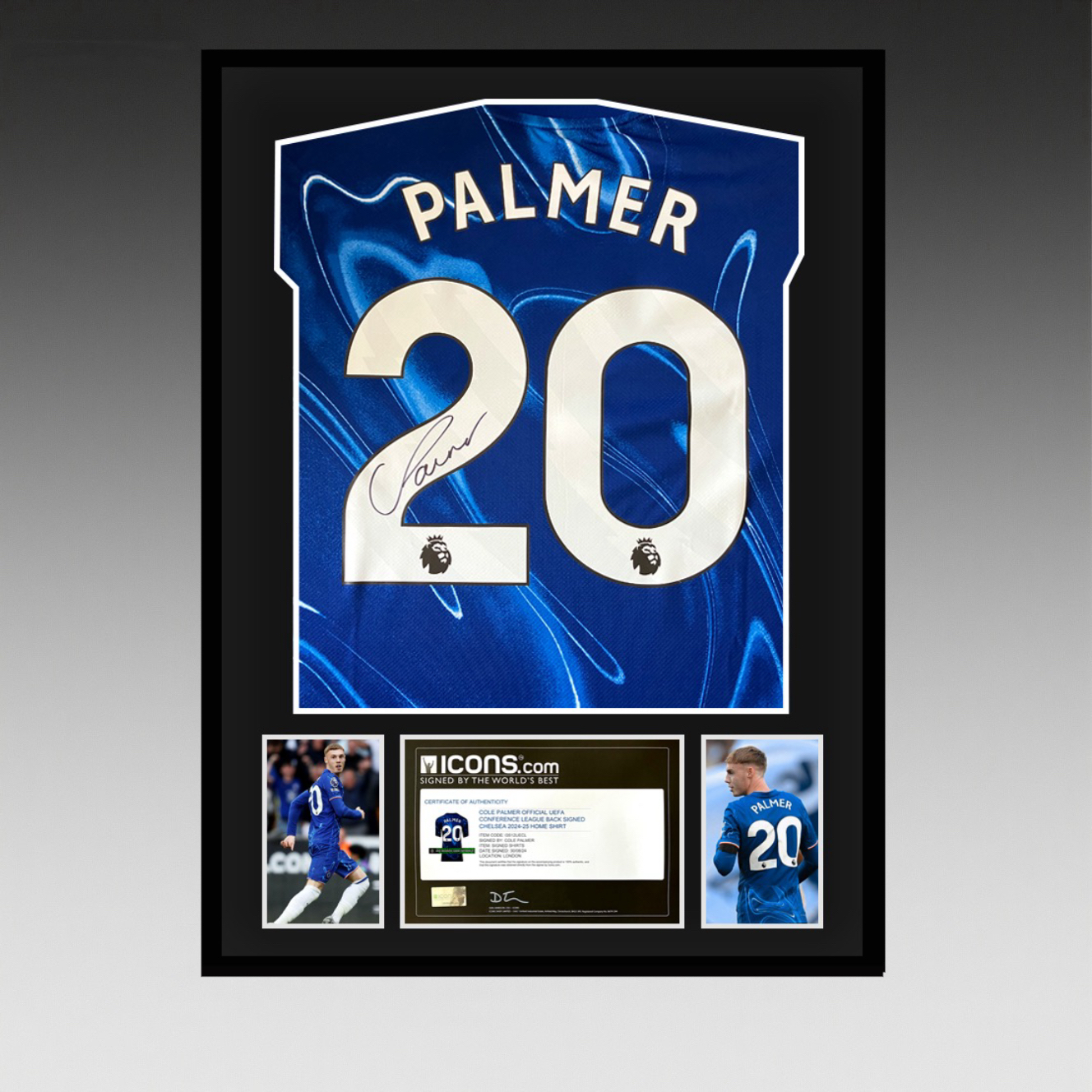 帕尔默 亲笔签名 2024-25赛季切尔西队欧冠球衣 icons证书 精装裱