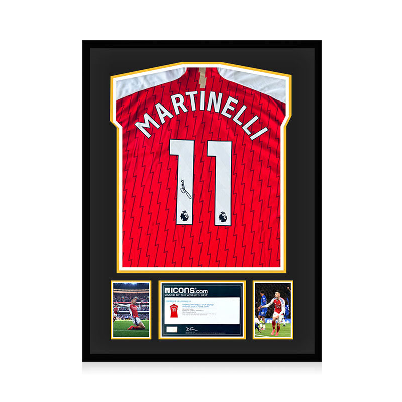 马丁内利 亲笔签名 2024-25赛季阿森纳队主场球衣 icons证书 带框