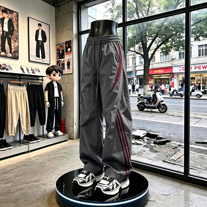 三条杠拼接户外机能运动冲锋裤男款秋季新品潮流舒适抽绳休闲长裤