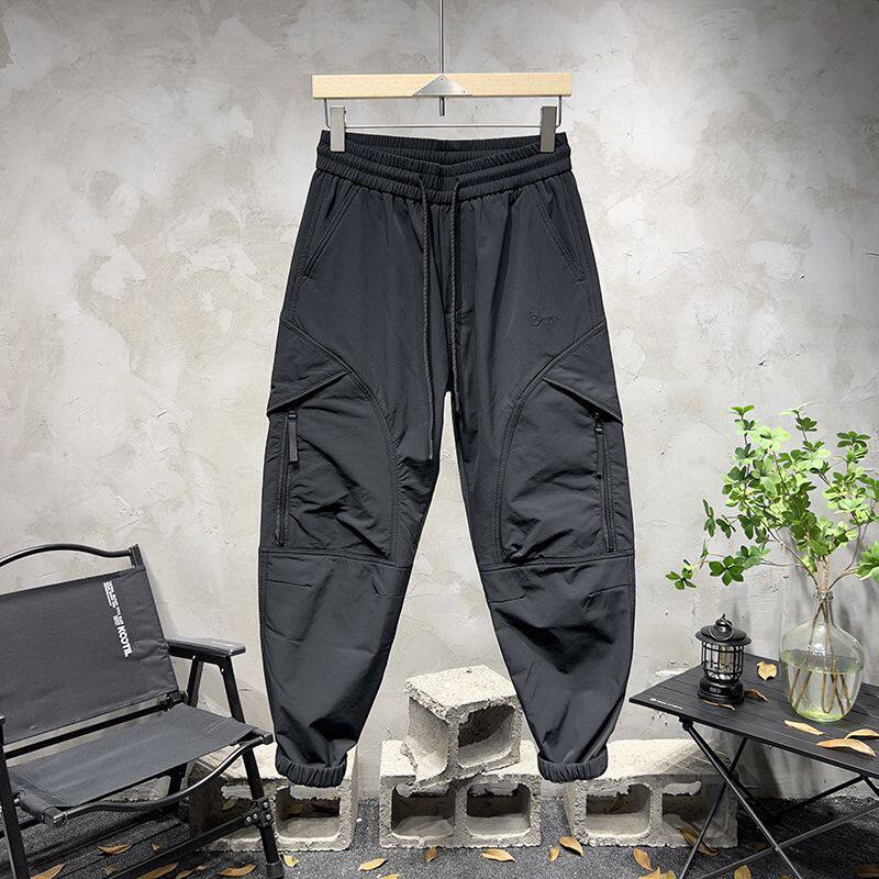 秋冬季加绒潮牌时尚束脚工装裤男士秋季高品质韩版户外运动休闲裤