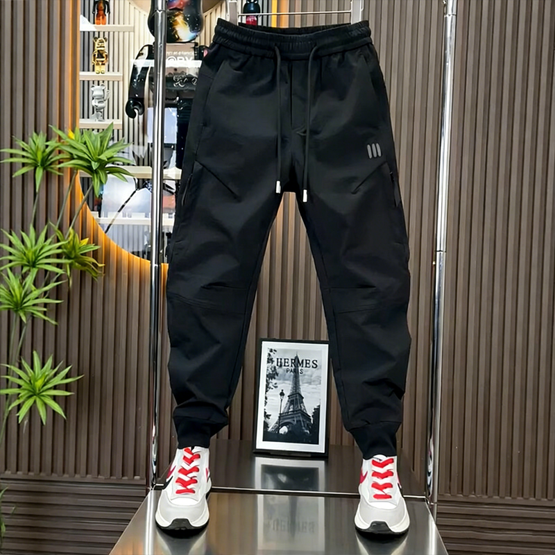 夏季薄款韩版时尚户外束脚工装裤男士速干潮牌哈伦裤松紧腰冲锋裤