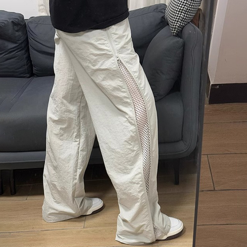 网眼透气孔速干伞兵休闲裤子男夏季薄款宽松拉链户外登山运动长裤