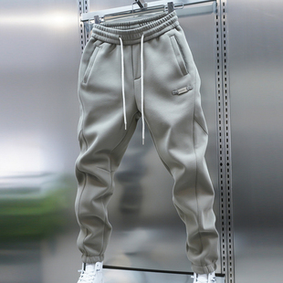 弹力松紧腰小脚裤 秋冬季 简约百搭纯色束脚休闲裤 运动卫裤 潮流男士