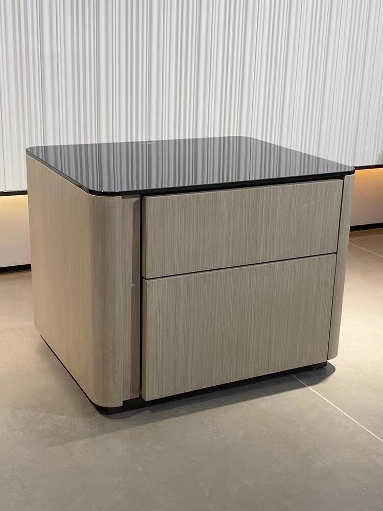 意式极简lou设计师钢化玻璃床头柜轻奢简约北欧小户型卧室床边柜