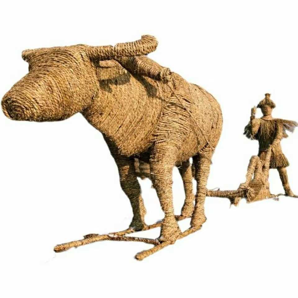 稻草人工艺品手工制作稻草工艺假绿植五色草绿植雕塑活动展览定制