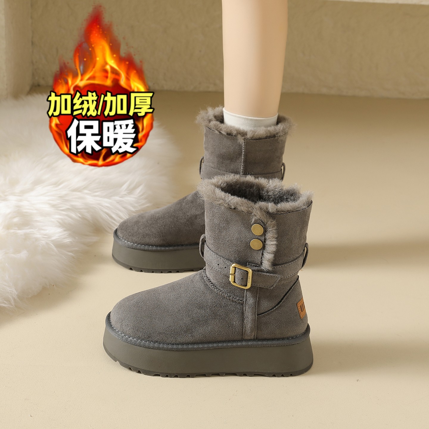 【1万+人种草】两穿毛毛雪地靴女