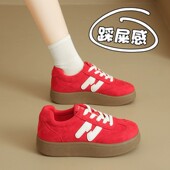 爆款 阿甘德训鞋 红色板鞋 秋季 女鞋 34码 2025新款 轻便软底运动小白鞋