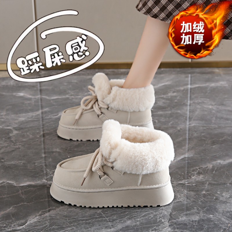 踩屎感女鞋爆款雪地靴毛毛棉鞋34