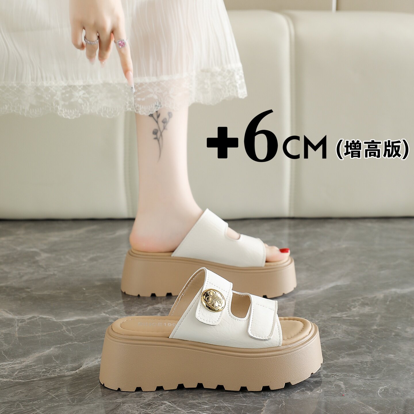 【巨好看】松糕厚底勃肯一字凉拖图片