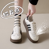 女2025新款 春夏网面透气配裙子小白鞋 34码 复古德训鞋 厚底休闲板鞋