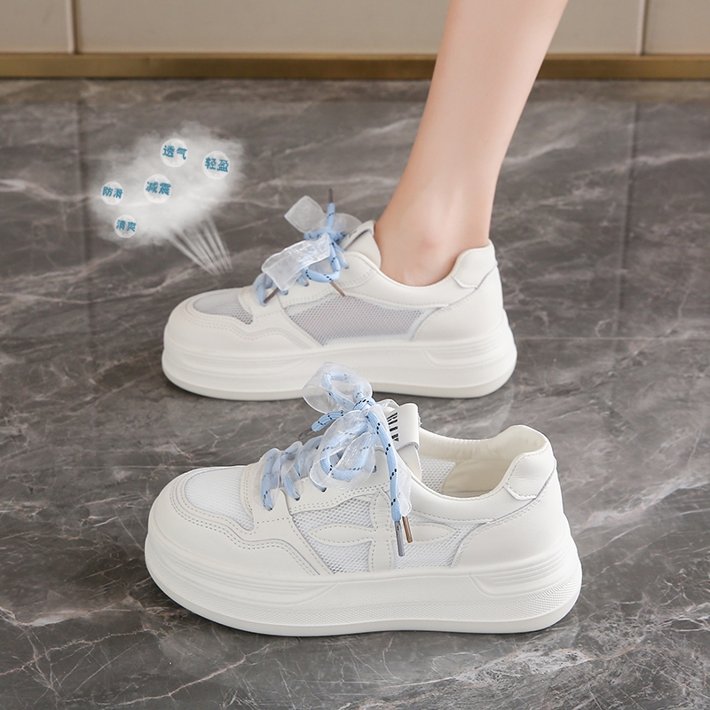 踩屎感网面厚底小白鞋女运动板鞋