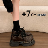 女2026新款 春季 系带英伦学院风jk乐福单鞋 复古棕色厚底小皮鞋 34码