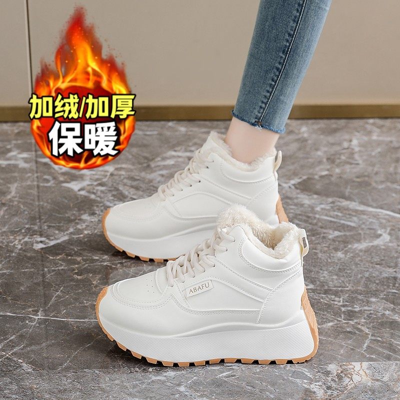 高帮运动雪地靴加绒小白鞋女2025新款冬季阿甘棉鞋厚底老爹鞋34码,女鞋,时尚雪地靴,淘宝优惠券,粉丝福利购,淘宝优惠卷