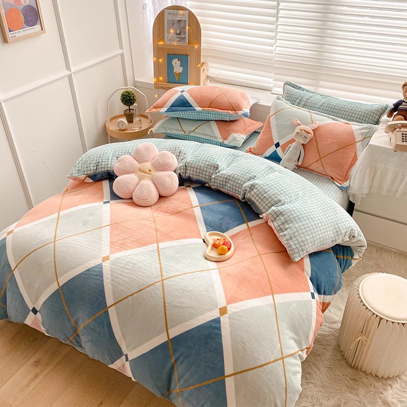 多喜爱牛奶绒三件套床上用品秋冬