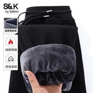 运动束脚男裤 班尼路S&K系列奥粒绒卫裤 加绒加厚保暖长裤 冬季 男款