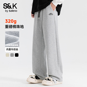 子男款 班尼路S&K灰色卫裤 休闲裤 宽松直筒裤 男春秋季 棉感重磅男士