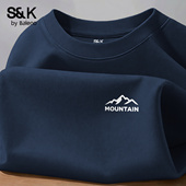 通勤半袖 班尼路SK藏青色男士 男A 短袖 男款 t恤夏季 纯棉圆领重磅美式