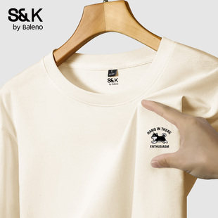 潮流潮牌男生高级感打底衫 2026新款 t恤男春季 班尼路S&K纯棉长袖