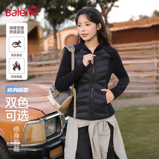 班尼路黑色立领外套女2025秋新款 上衣Q 休闲百搭亲肤加绒保暖开衫