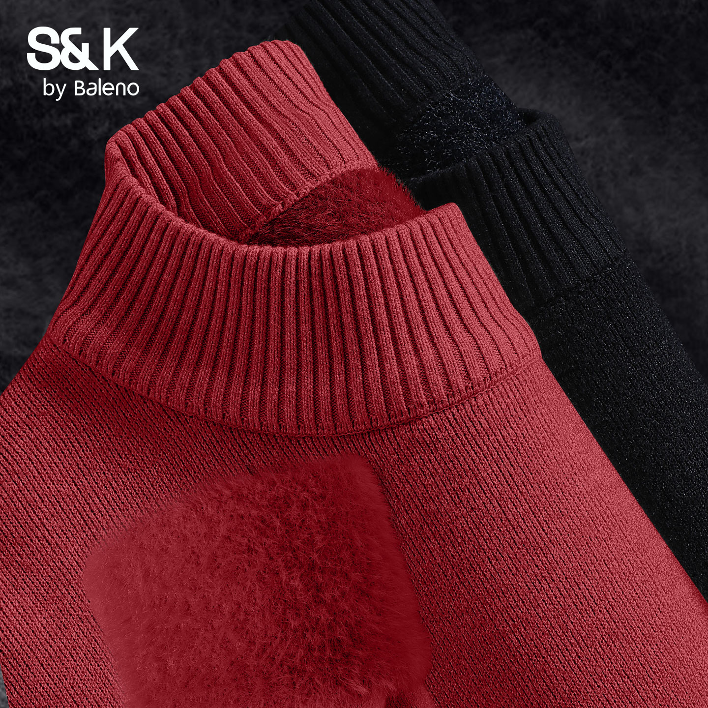 班尼路男款加绒半高领保暖毛衣