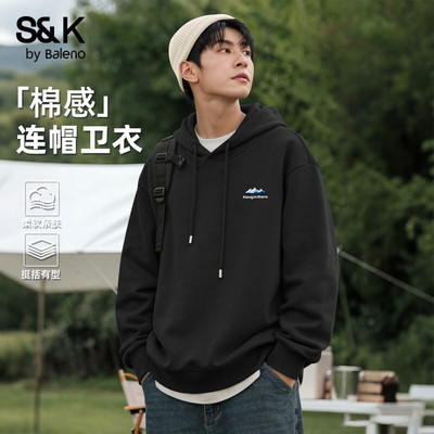 班尼路S&K黑色潮牌连帽卫衣男款