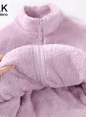 班尼路S&K系列摇粒绒外套女2025冬新款立领加绒加厚百搭保暖外套Q