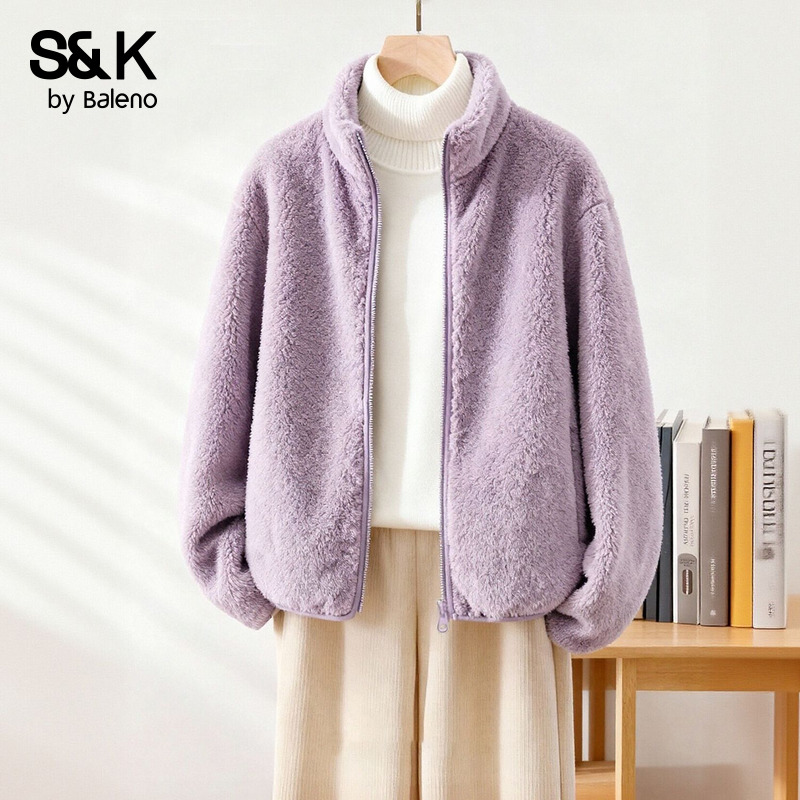班尼路S&K系列摇粒绒外套女秋冬新款双面加厚夹克加绒保暖外套Q