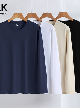 班尼路S&K纯棉男士t恤长袖春秋季基础款纯色内搭打底衫爸爸装秋衣