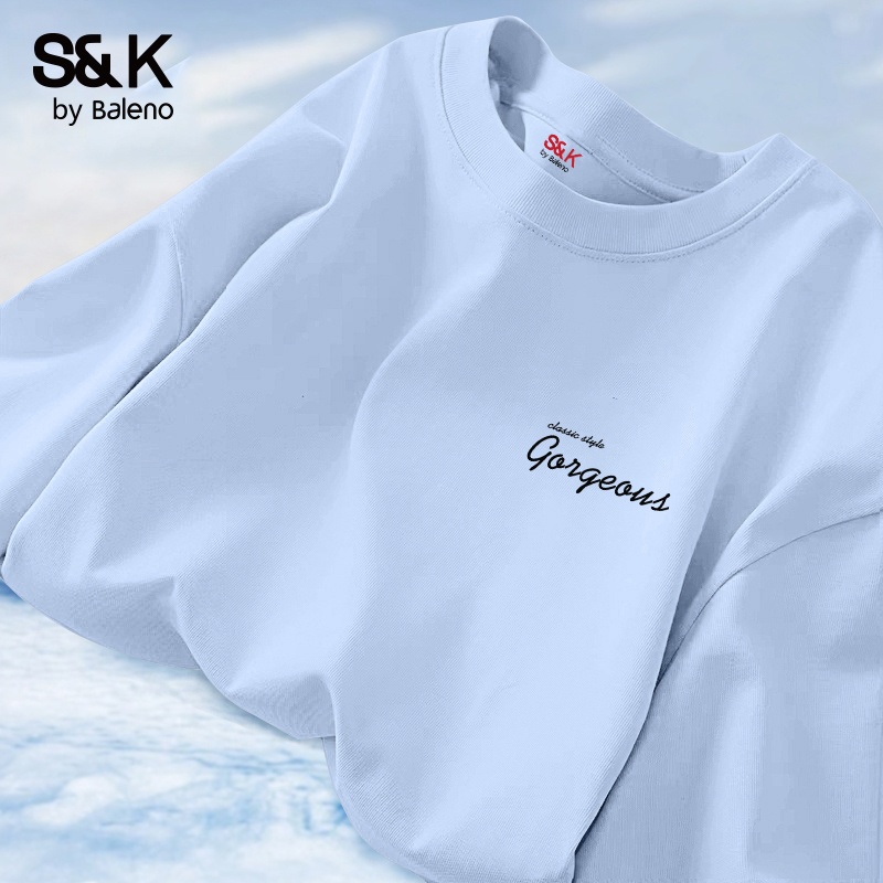 班尼路S&K系列盐系冰川蓝短袖男