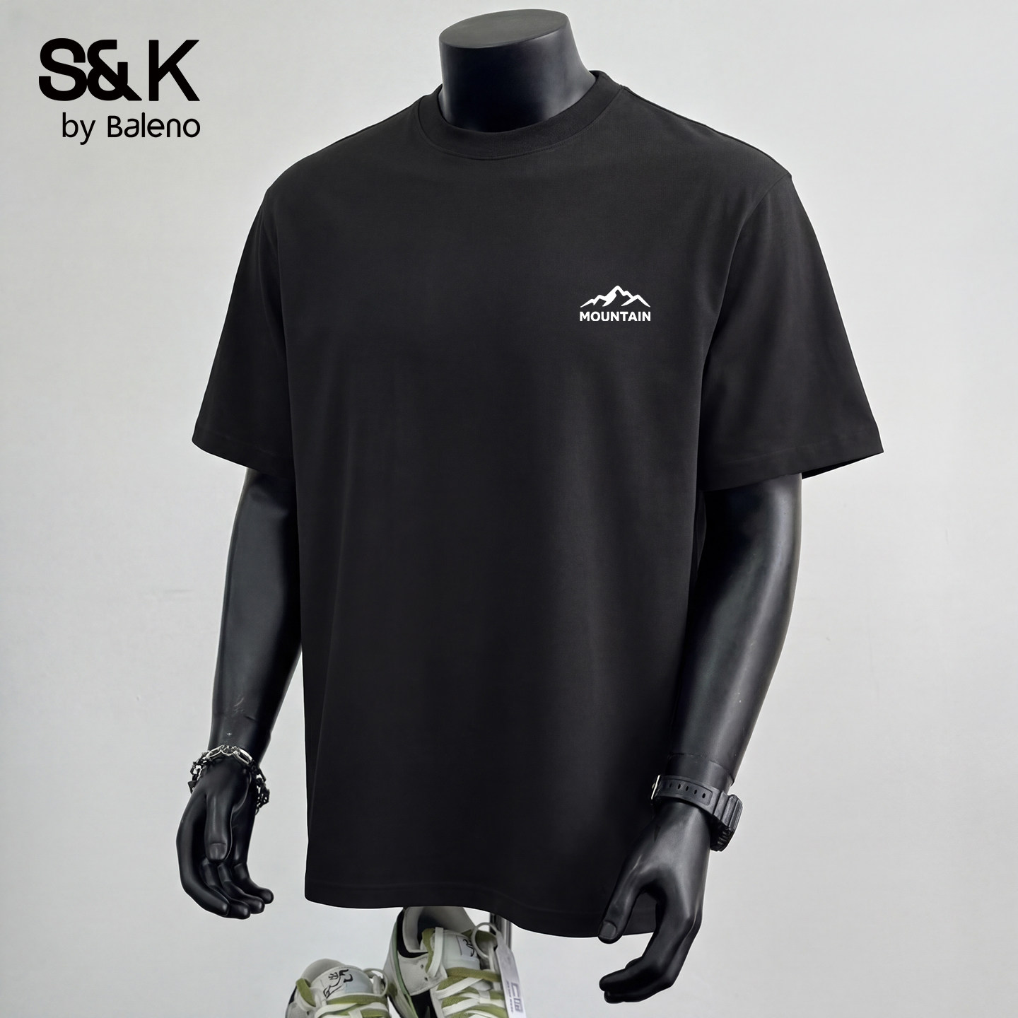 班尼路S&K黑色高级感短袖男款纯棉上衣服夏季新款健身运动t恤男A