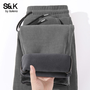 灯芯绒直筒休闲加绒裤 班尼路S&K加厚雪尼尔阔腿裤 男士 冬季 子Y 男款