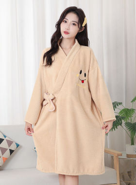 新款可穿加厚系带浴袍大浴巾男女同款吸水速干不掉毛柔软浴裙睡袍