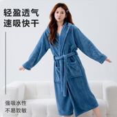 浴袍睡袍穿式 浴巾连帽柔软加厚速干吸水秋冬男女成人洗澡抽条浴衣