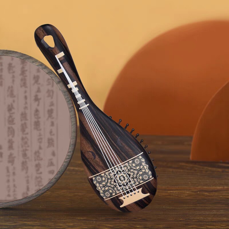 檀木匠二十四伎乐 IP合作系列护发梳新品——琵琶行 黑檀木梳气囊
