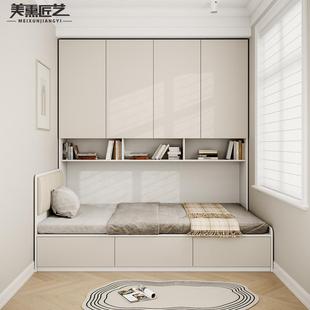 小户型衣柜一体儿童实木床1.35m榻榻米1.2米省空间收纳储物床定制